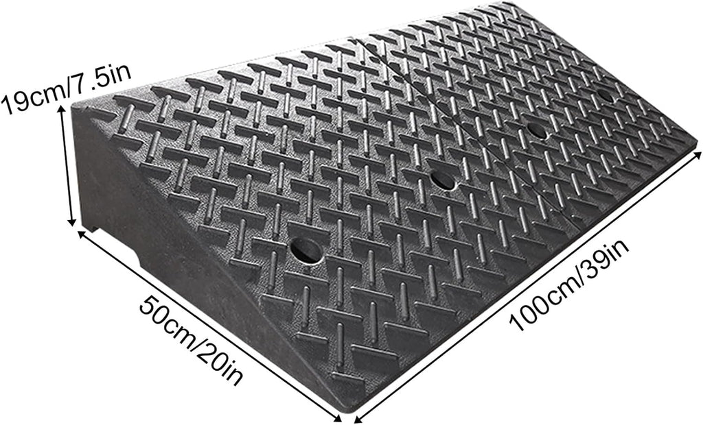 Rubber and Plastic Curb Ramp, Multiple, Threshold Ramp, Strong Load-Bearing, Suitable for Entryway, Bike, Pets, Sidewalk(100 * 50 * 19cm/39 * 20 * 7.5in)