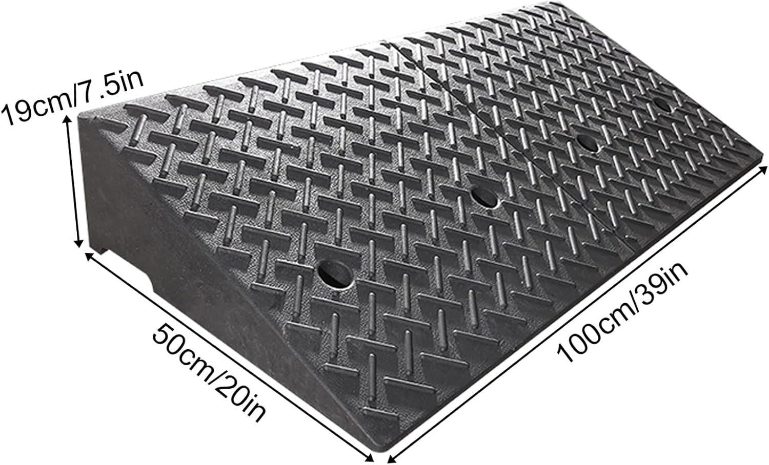 Rubber and Plastic Curb Ramp, Multiple, Threshold Ramp, Strong Load-Bearing, Suitable for Entryway, Bike, Pets, Sidewalk(100 * 50 * 19cm/39 * 20 * 7.5in)