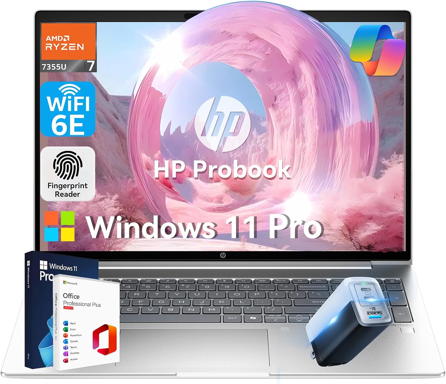 HP ProBook 465 G11 16' Business Laptop, AMD Ryzen 7 7735U (Beats Ultra 7 165U), AMD Radeon 680M, Fingerprint, Backlit KB, Copilot AI, FHD+ IPS Display, Wi-Fi 6E, Win 11 Pro(16GB DDR5 | 512GB SSD)