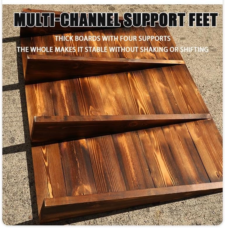 Wheelchair Ramp, 3' 6' 8' Rise Threshold Transition Ramp, Non-Slip Entry Ramp, Wood Driveway Ramps for Home/Door/Floor/Indoor Step(60 * 70 * 20cm/24 * 28 * 8in)
