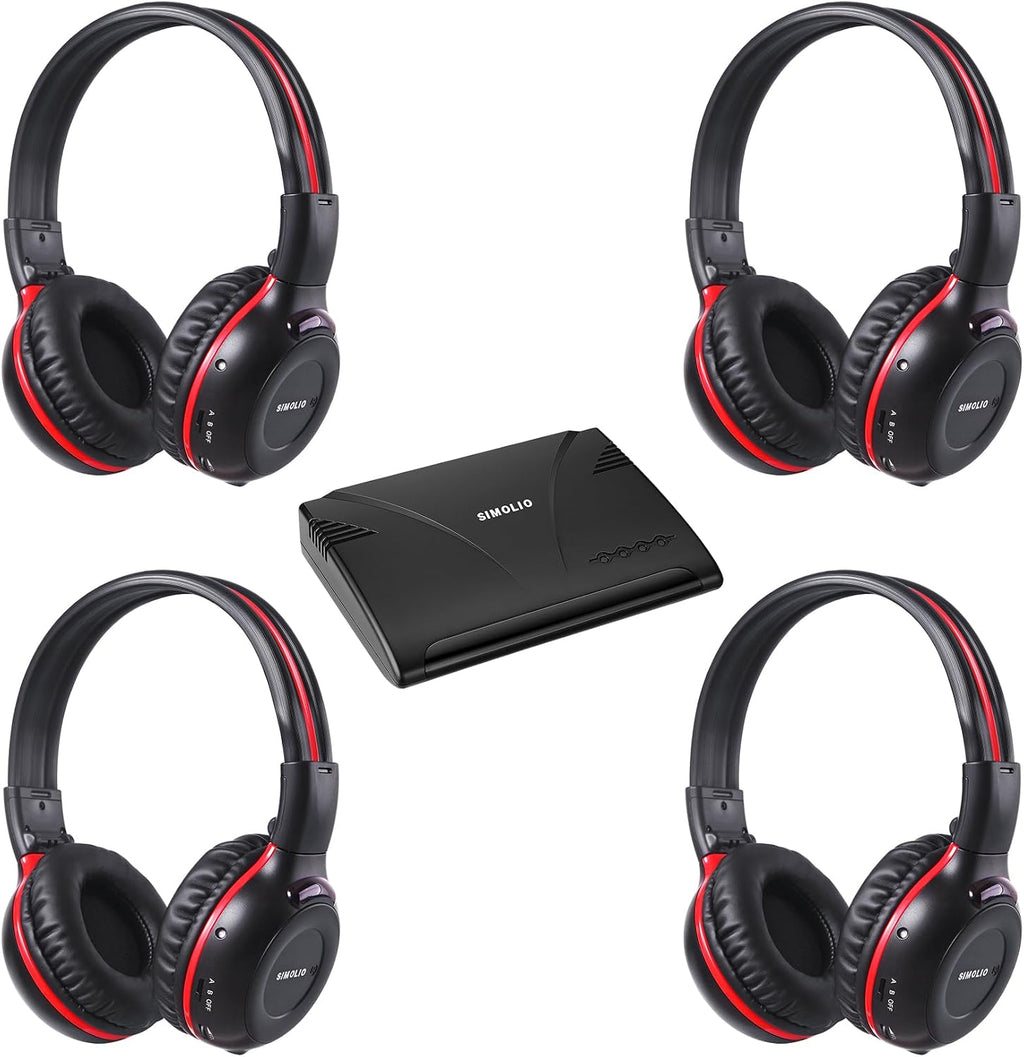 SIMOLIO 4 Pack Wireless IR Headphones for Car DVD and 2 Bluetooth Headphones for Kids, Infrared Headphones Compatible with Honda Odyssey & uConnect VES & Dodge Grand Caravan & Chevy Suburban 2006-2022