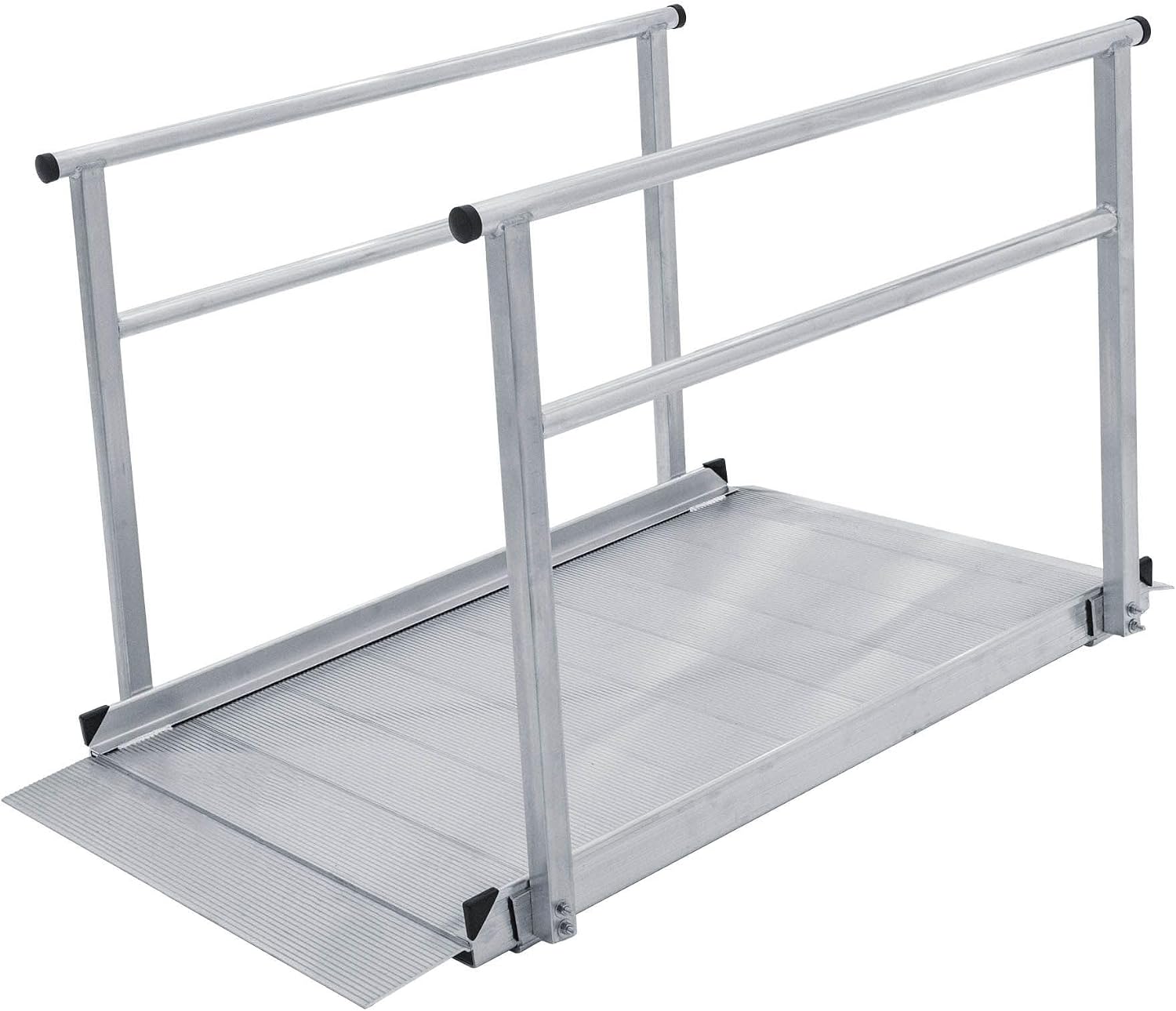5' Wheelchair Ramp for Home Steps, 850 lb Capacity, Handrails, Non-Slip, Entry Access for Mobility Scooters, Power Chairs, Silver Spring