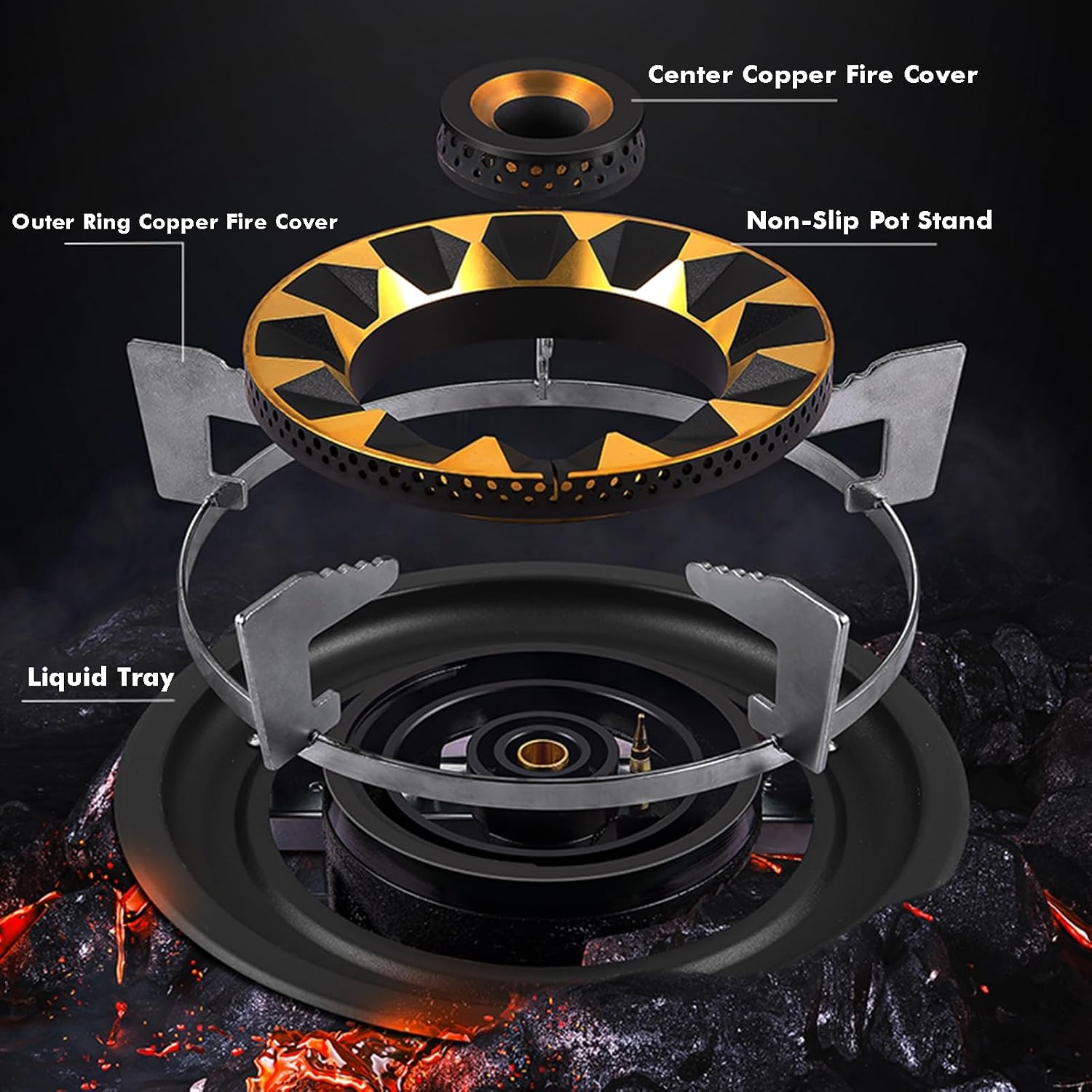 Gas Cooker 1 Burner,5.2KW Fire Ring Wok Burner with Flameout Protection,Tempered Glass Top Cooking,for Natural Gas/liquefied Petroleum Gas(NG)