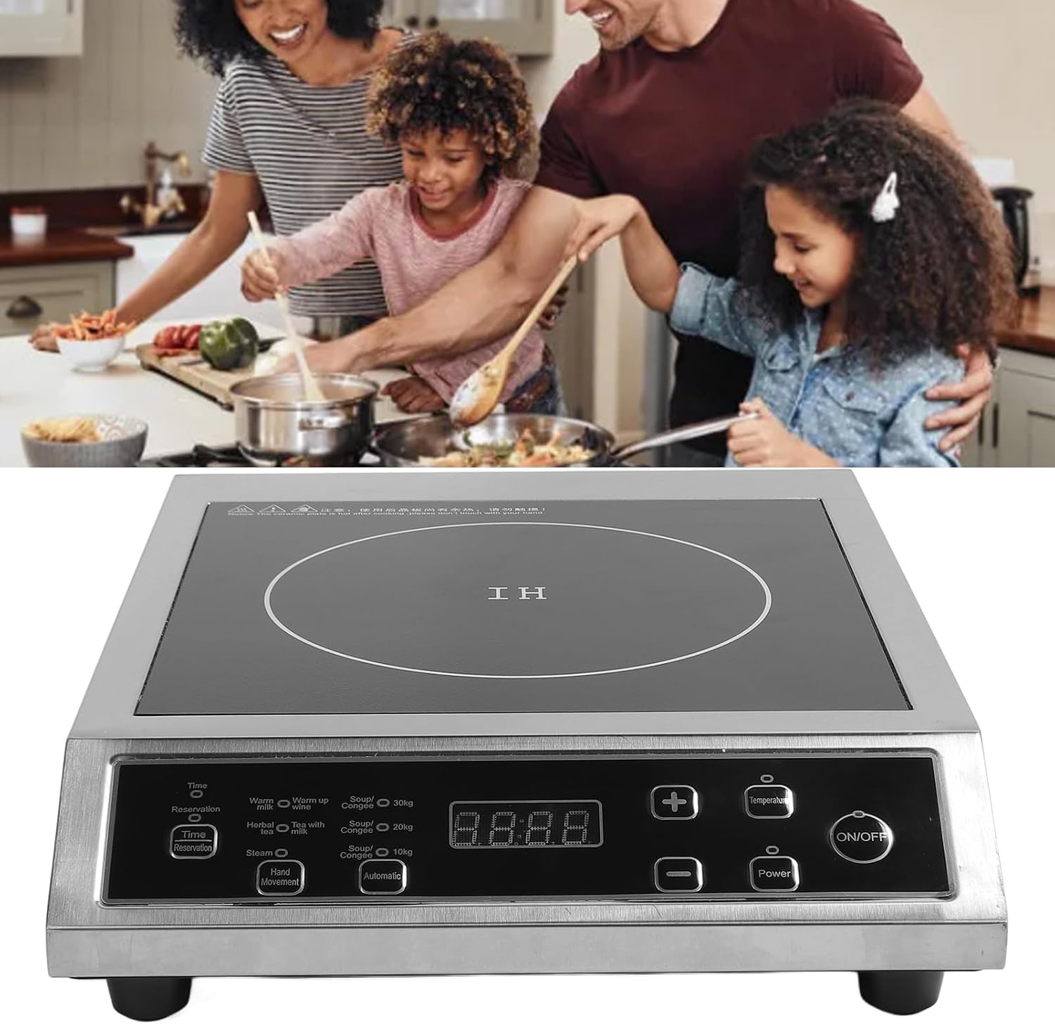 3500W Portable Induction Cooktop, Fast Heating Easy Countertop Burner with Smart Touch Panel for Home Kitchen Cooking BBQ (US Plug 110V)