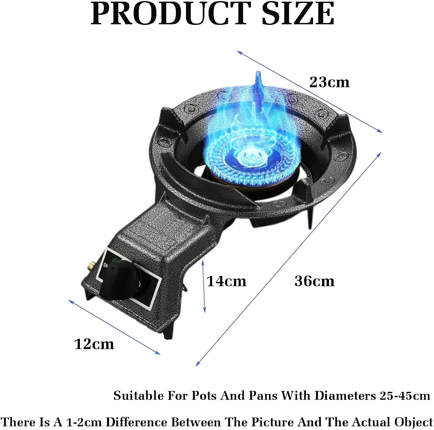 36cm Gas Stove,6.2KW Gas Cooktop with 1 Burner,Kitchen Counter Top Stove,Accidental Flameout Protection Device,for Liquefied Petroleum Gas