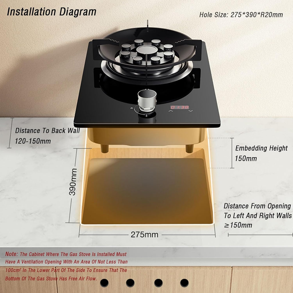 Propane Gas Stove,Tempered Glass Single Burner Propane Stove,Desktop Propane Gas Stove,Max 17742.4BTU Suitable for Kitchens, Apartments (Color : NG)