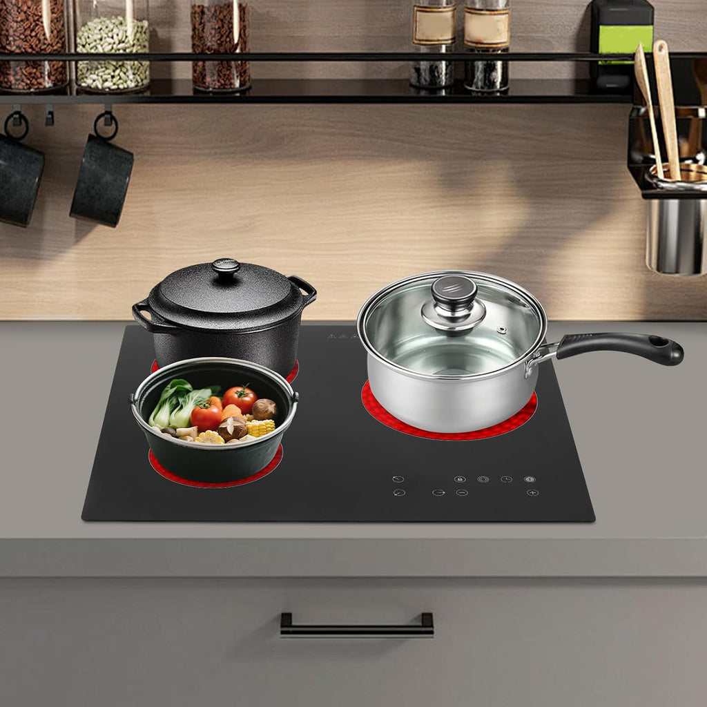 24 Inch Electric Cooktop Ceramic Cooktop, 110V 2600W Portable & Built-in 3 Burner Induction Stove with Touch Control, Timer & Child Lock, 9 Heating Levels for Kitchen Countertop
