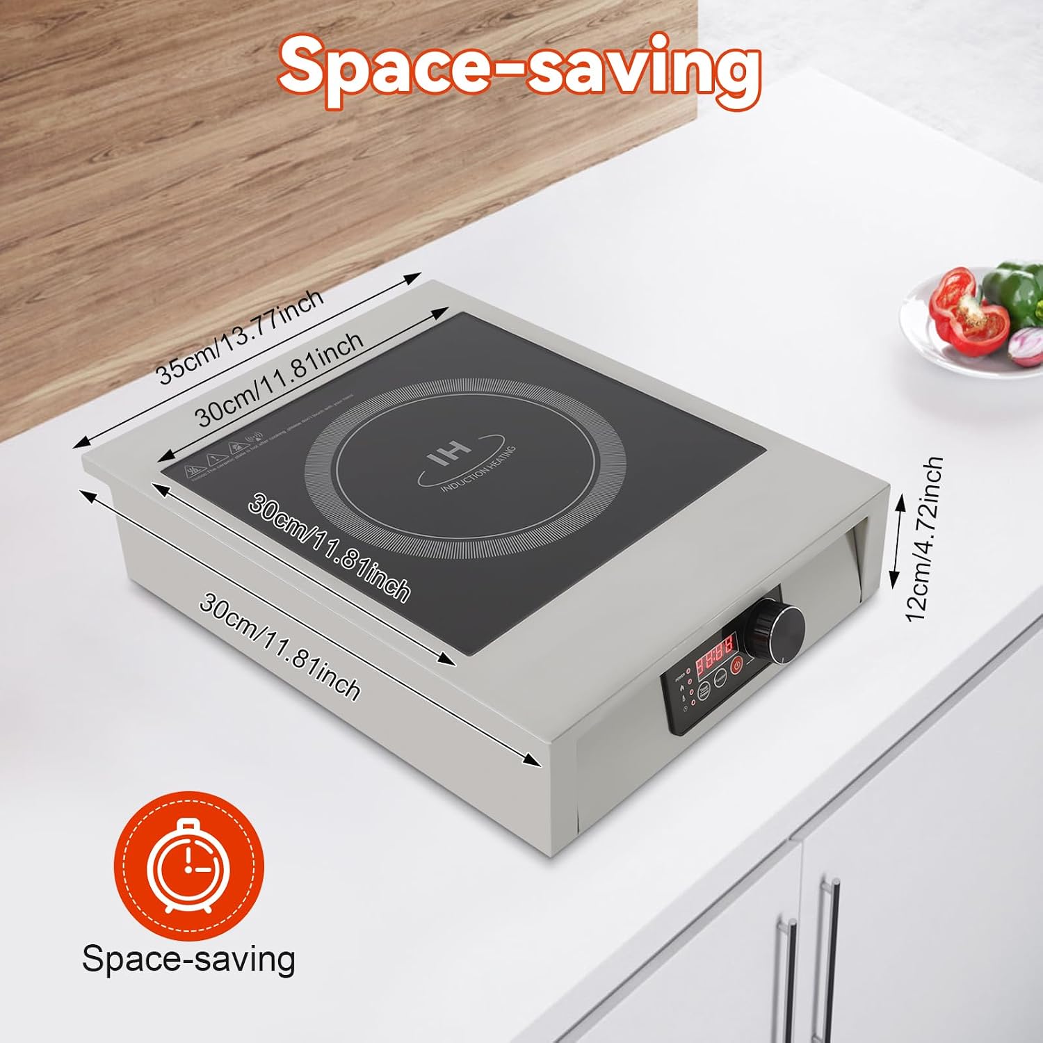3500W Commercial Induction Cooktop, Professional Portable Electric Stove with LED Display, Single Burner Hot Plate for Cooking, 110V, Compact Design (17.72'x13.78'x4.72')