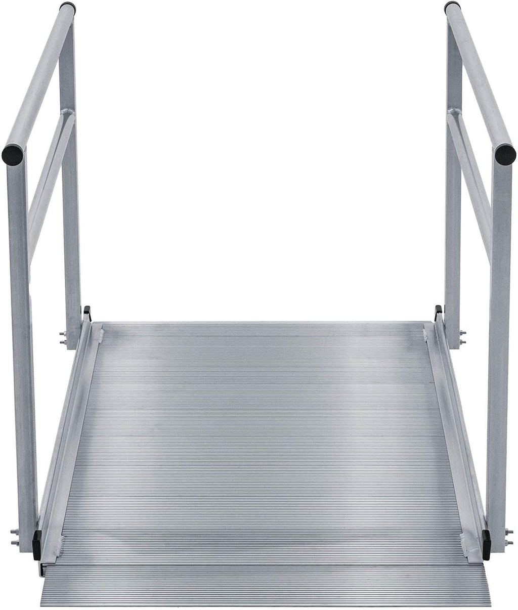 5' Wheelchair Ramp for Home Steps, 850 lb Capacity, Handrails, Non-Slip, Entry Access for Mobility Scooters, Power Chairs, Silver Spring