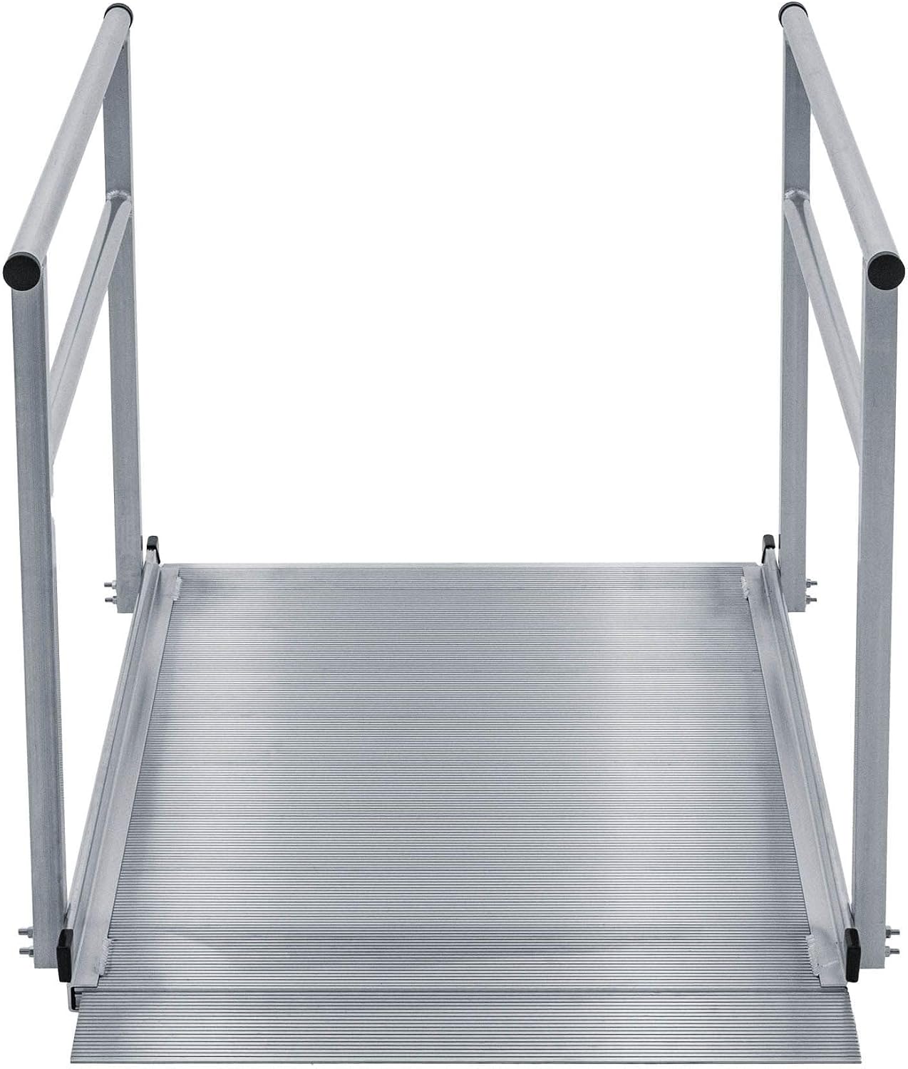 5' Wheelchair Ramp for Home Steps, 850 lb Capacity, Handrails, Non-Slip, Entry Access for Mobility Scooters, Power Chairs, Silver Spring