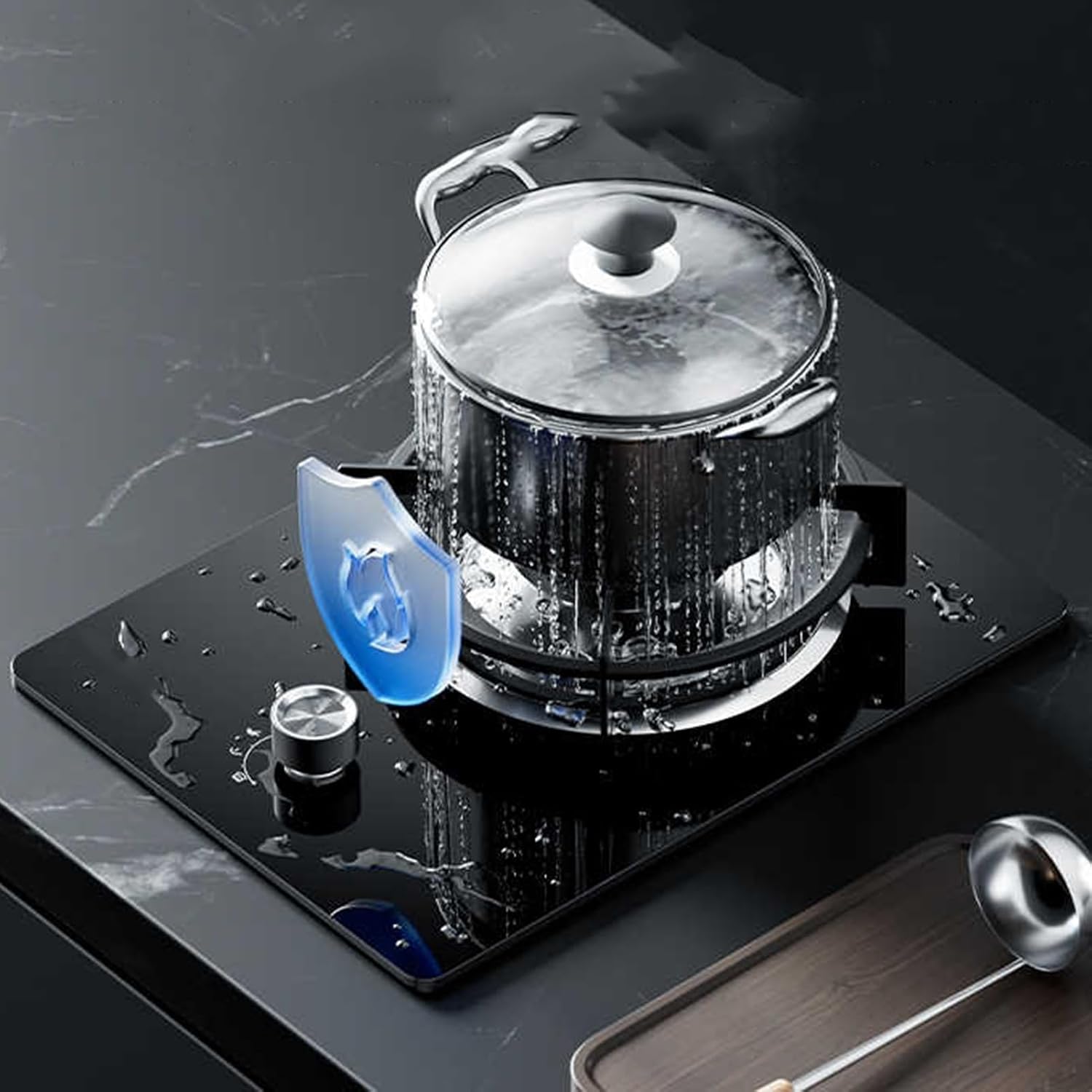 Gas Cooker 1 Burner,Kitchen Counter Top Stove,5.2KW High-fire Frying Pan,with Flameout Protection,for Natural Gas/liquefied Petroleum Gas(NG)