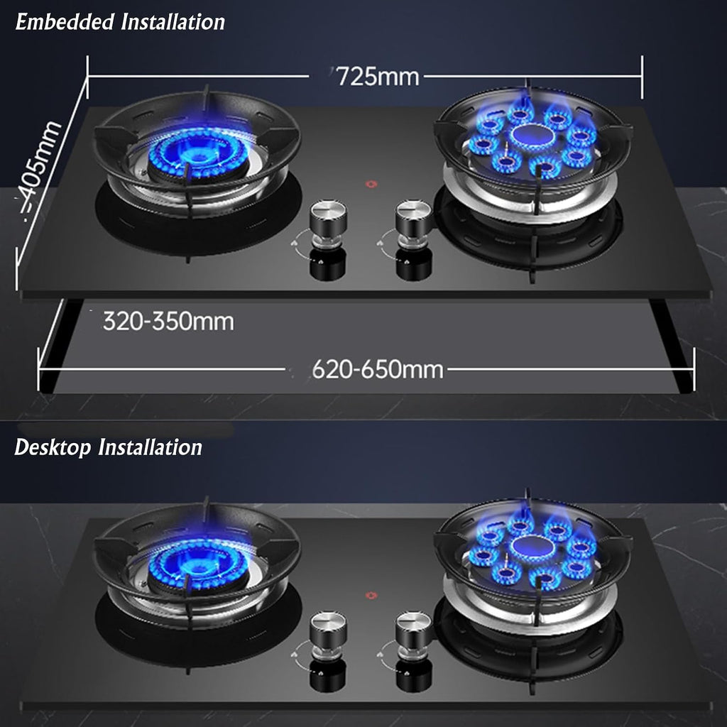 Propane Stove,tempered Glass Gas Cooktop,2 Burners Portable Propane Stove,Maximum 17060BTU Great for Family Restaurants and Food Trucks (Color : NG)