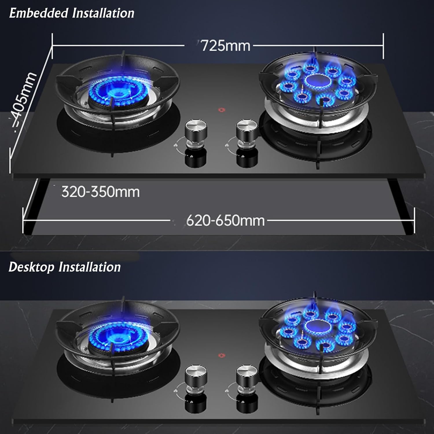 Propane Stove,tempered Glass Gas Cooktop,2 Burners Portable Propane Stove,Maximum 17060BTU Great for Family Restaurants and Food Trucks (Color : NG)