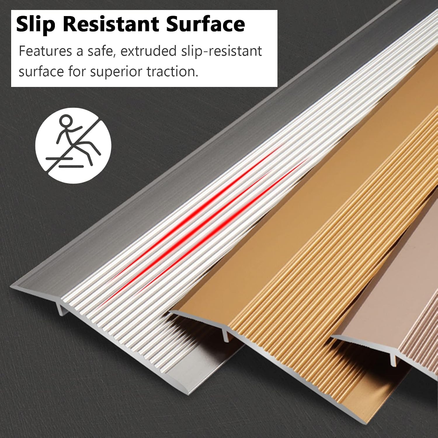 Floor Transition Strip Self Adhesive, Silver Reducer Flute Thresholds Ramp for Wood to Tile 10cm/ 4 Inch Wide, Great Gap/Drop Edge Trim Cuttable (L 140cm (55.1in))