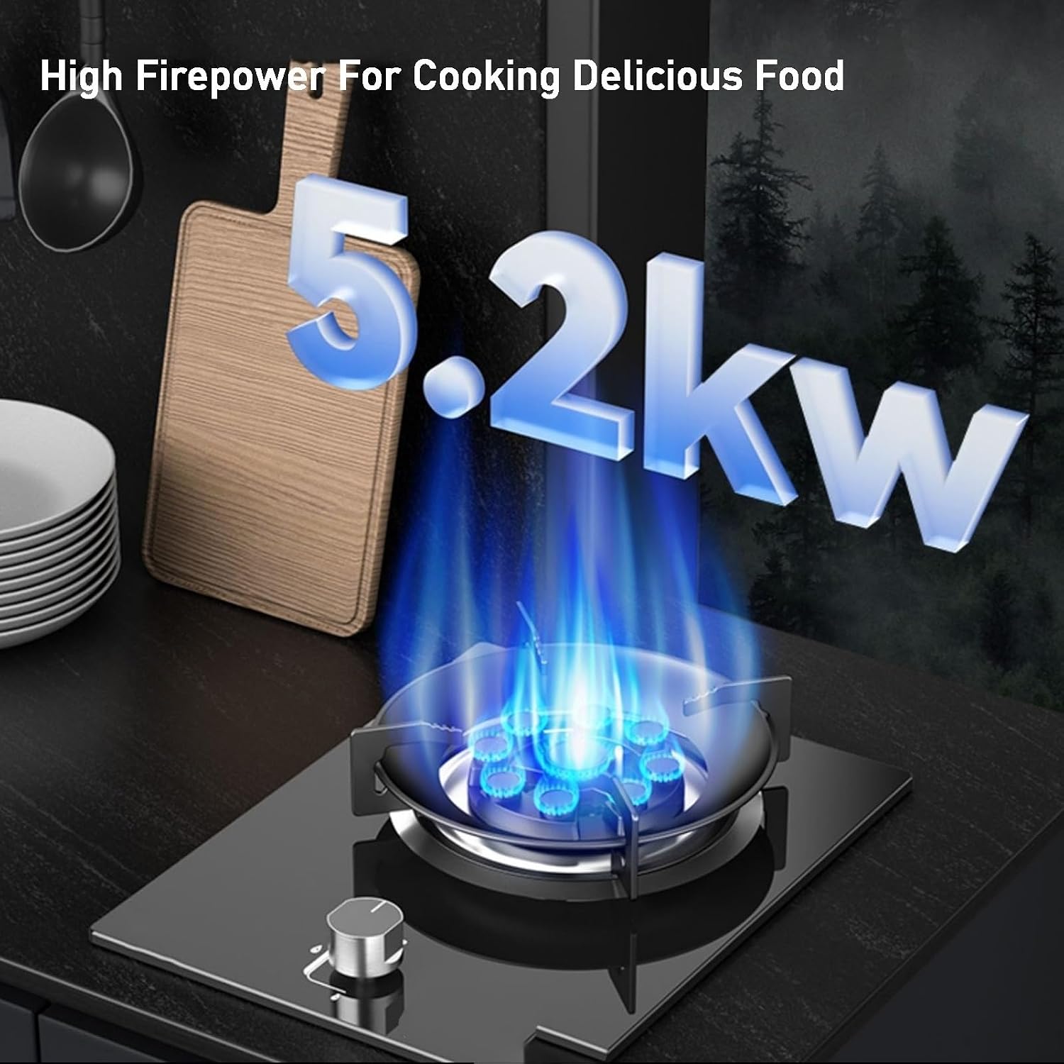 Home Gas Stove,Portable Single-burner Gas Stove,Automatic Ignition Camping Single-burner LPG/NG,Suitable for RV Apartment and Outdoor 5.2kw(LPG)