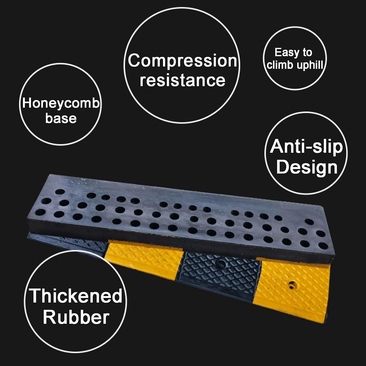 Rubber Curb Ramps Antislip Portable Rise Height Threshold Ramp with Stable Honeycomb Structure for Motorcycle Sidewalk(Yellow,100 * 8 * 2cm/39 * 3.1 * 0.8in)