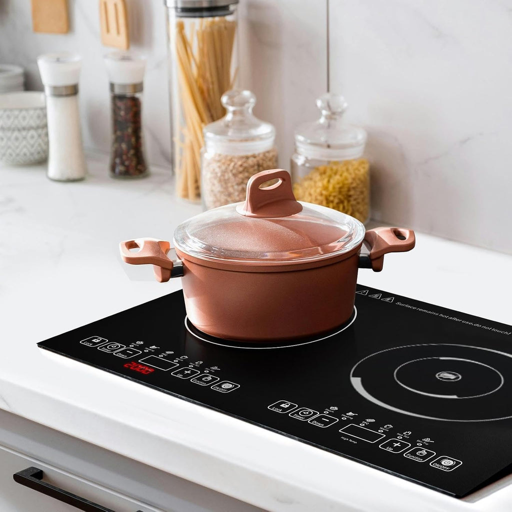 2 Burner Electric Cooktop - Touch Control Induction Cooktop Kitchen Stove,Portable Electric Hob 110V for Tin Foil Casserole Stone Pot Bibimbap