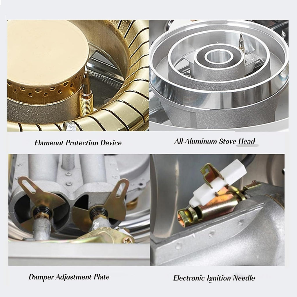 Single Burner Gas Stove,Energy-Gathering Direct-fire Bottled Liquefied Gas with Flameout Protection, Stainless Steel,Ideal for Kitchens,Apartments