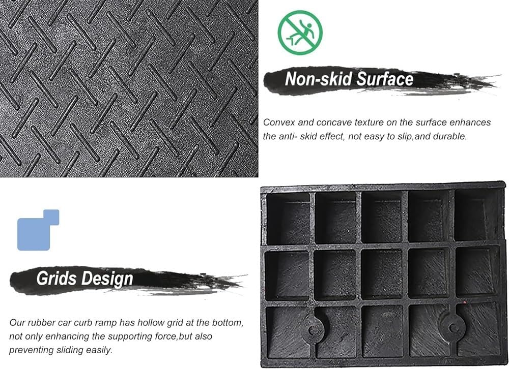 JIUYUEYA 2 Pack Portable Curb Ramps, Heavy Duty Plastic Threshold Ramp Set for Low Cars Driveway Loading Dock BikeMotorcycle (Size : 9cm/3.5in Rise)
