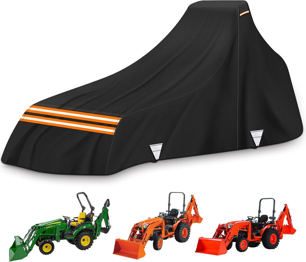 420D Waterproof Tractor Cover, Heavy-Duty All-Weather Protection Tractors Cover for Front Loaders & Backhoes, Compatible with John Deere, Kubota, Mahindra (S)