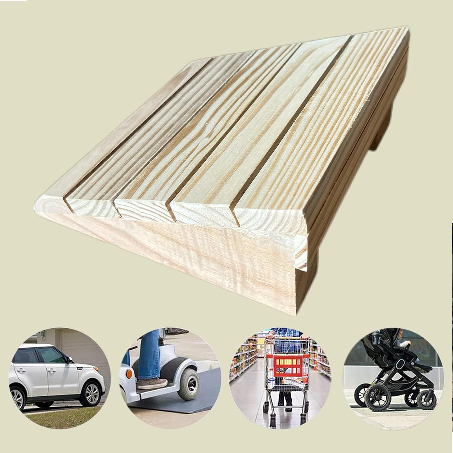 Wheelchair Ramp Wooden Step Stairs Transition Ramp Portable Mobile Nonslip Threshold Ramp for Home Porch Steps Curbs(20 * 21 * 7cm/8 * 8 * 2.8in)