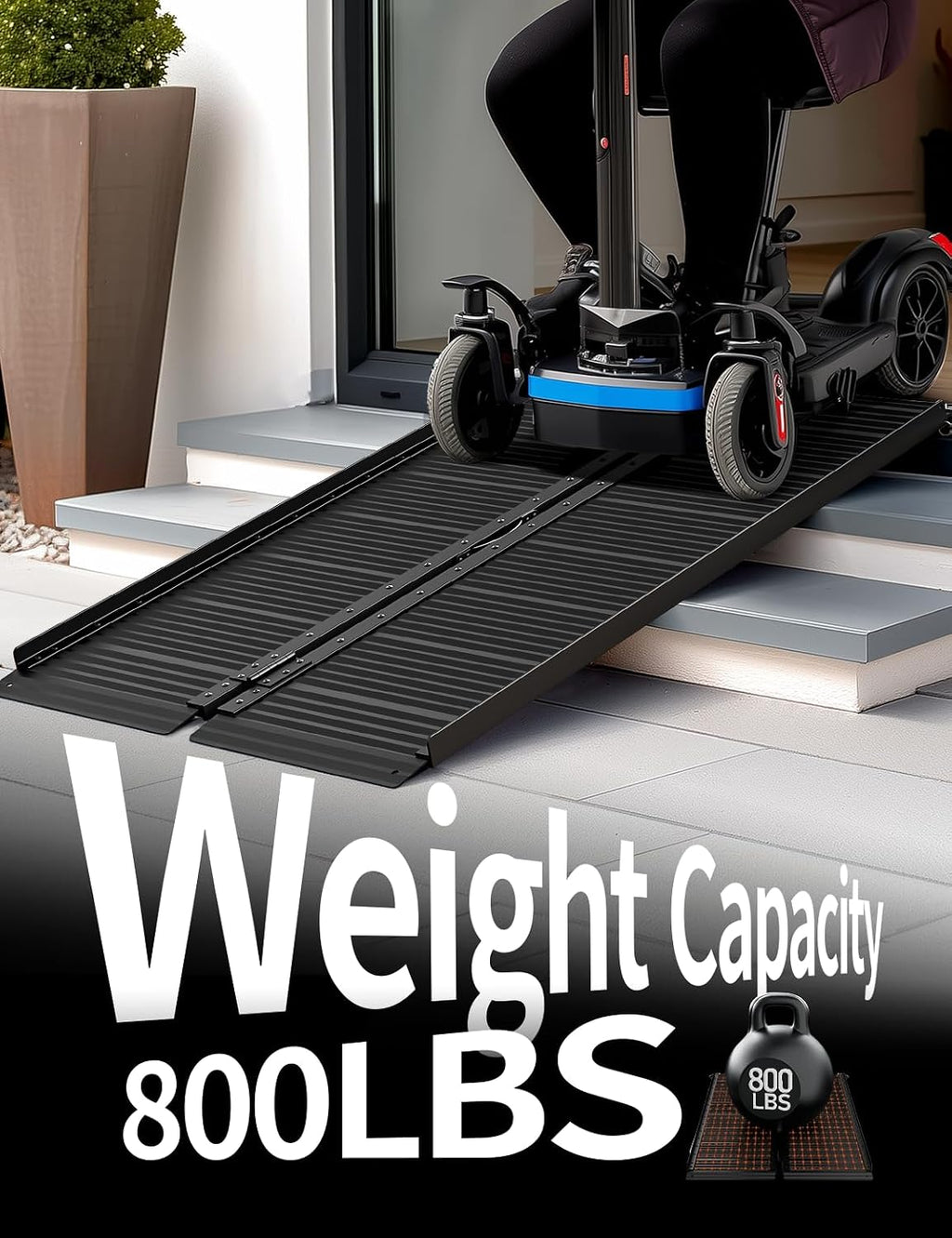 Black Aluminum Ramp 4FT, With Non-Slip Surface Wheelchair Ramp, Folding Portable Wheelchair Ramps for Home Steps,Scooter Ramp for Car, Stairs, Doorways, Curbs, 800 LBS Weight Capacity, 28.3' W x 48''L