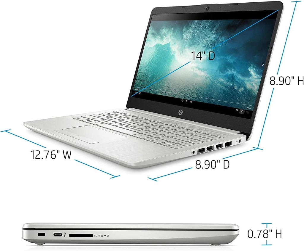 HP 14-fq0032ms Laptop for Business and Student, 14'' LED Touchscreen, AMD Ryzen 3 3250U Processor(up to 3.5 GHz), 8GB RAM, 128GB SSD, Webcam, WiFi, Ethernet, HDMI, USB-A&C, Win10, Natural Silver