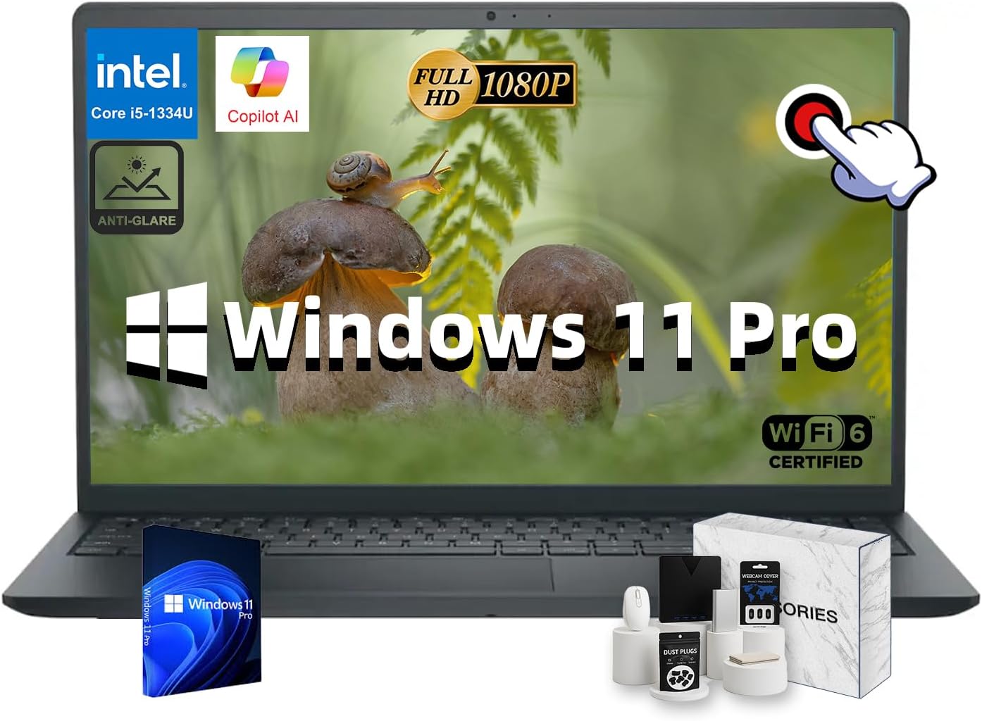 Dell Inspiron 15 Business Laptop - w/Accessories | Intel 10-Core i5-1334U | 15.6' FHD Anti-Glare Touchscreen | Copilot AI | Win 11 Pro | WiFi 6 | 16GB RAM | 512GB SSD