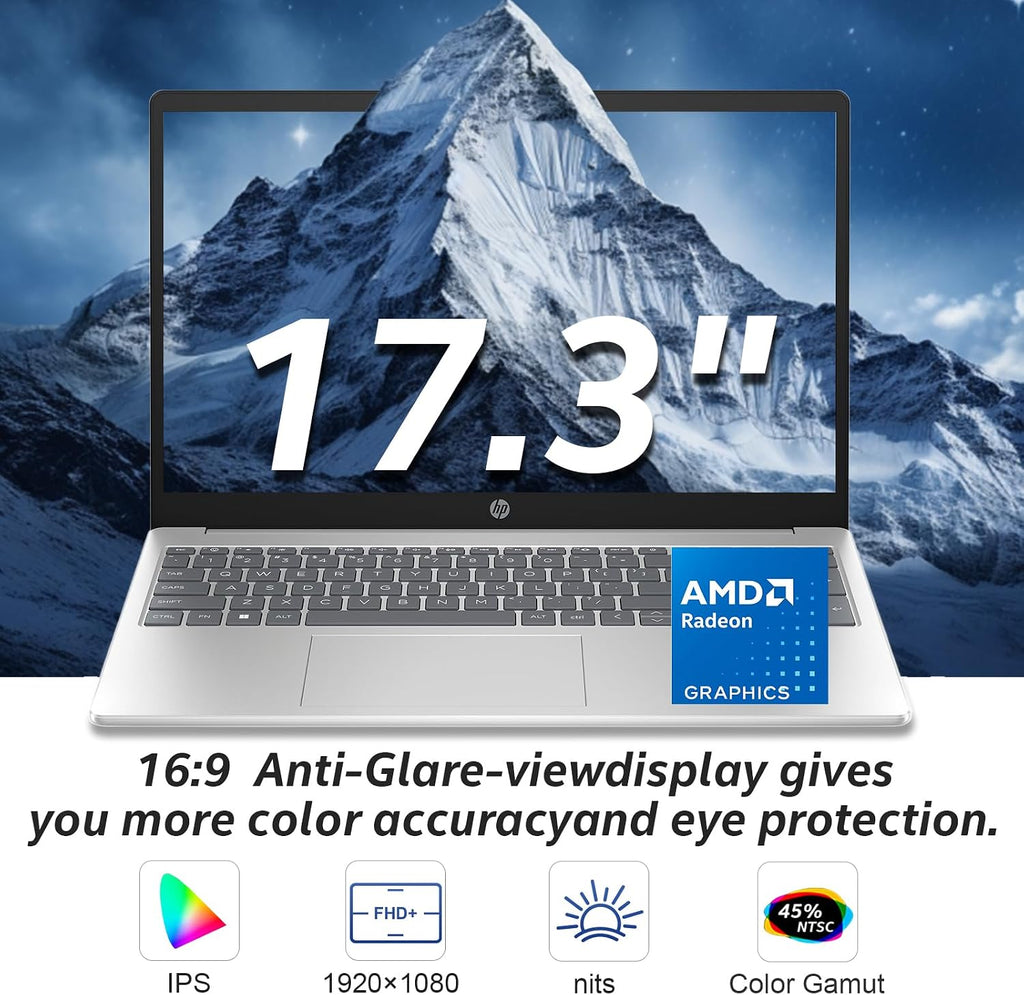 HP 17 inch laptops, AMD Ryzen 5 7430U(Beats i7-1165G7), 32GB RAM 1TB NVMe SSD Windows 11 Pro, 17.3' FHD IPS, Copilot AI, Numeric Keyboard, Type-c, Patented KB Kit