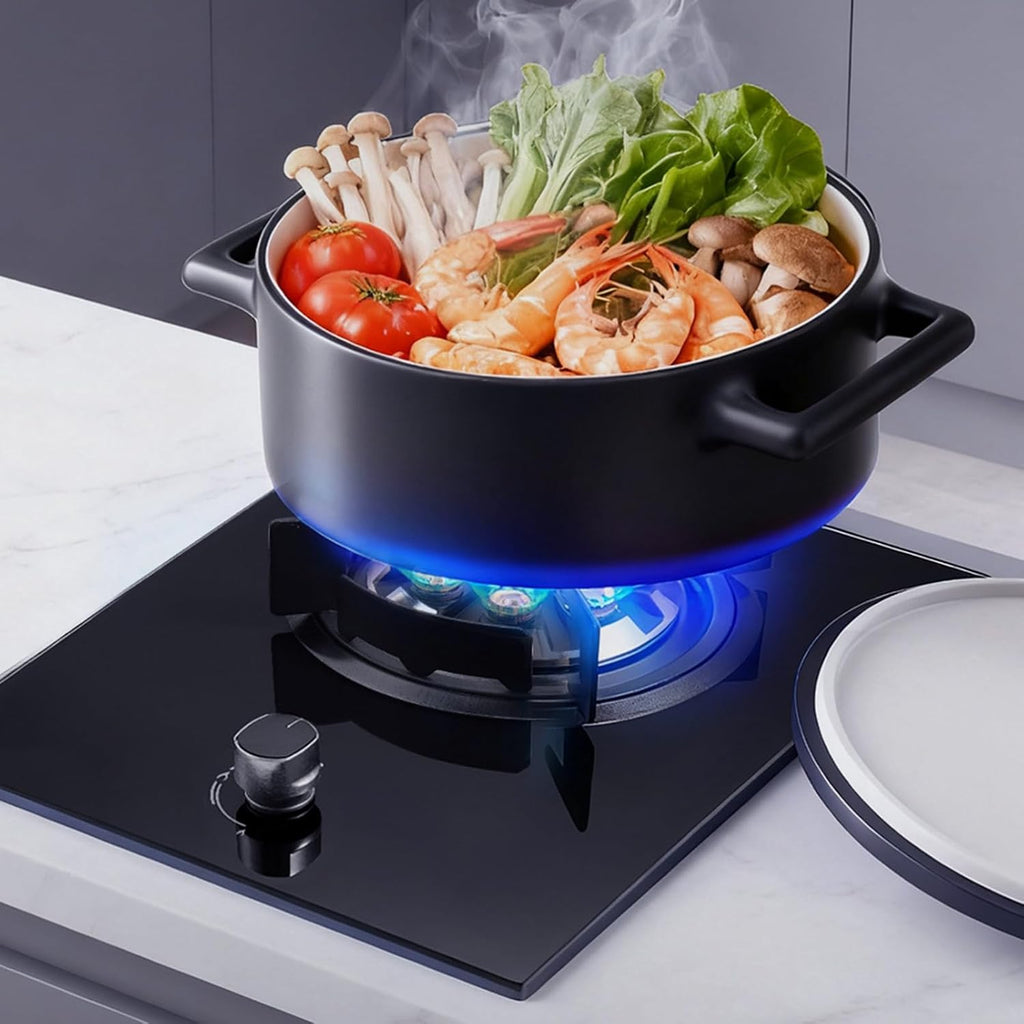 Portable Gas Stove with 1 Burner,5.2KW Camping Gas Cooker,9-Cavity High-fire Glass Freestanding Cooktop,NG/LPG Source Kit,for Home Kitchen(LPG)