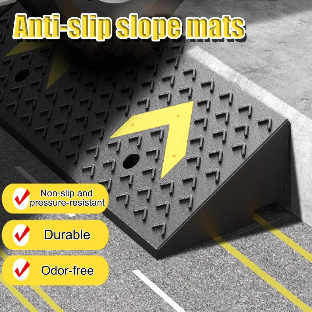 Rubber Curb Ramps，Door Step Ramp，Portable Curb Ramp, Heavy Duty Rubber Threshold Ramp，Threshold Ramps，for Sidewalk，Warehouses, Garages, Sidewalks, Wheelchairs(50*100*19cm/19.7*39.4*7.5in)
