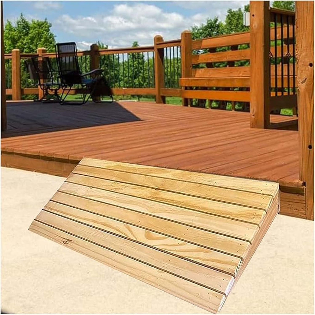 Rise Doorway Ramp 27.5x20x8in, Outdoor Curb Ramp, Portable Wooden Doorway Ramp, Portable Mobile Threshold Rise Ramps, Easily Carried, for Home/Garden Step/Sheds Doors