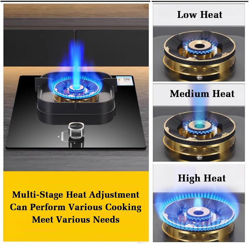 44cm Gas Stove,Built-in Gas Cooker 1 Burner,5.2KW Nine-Chamber Fierce Flame Stove,Gas/LP Gas Conversion,with Flame Out Protection,for Home Kitchens(LPG)