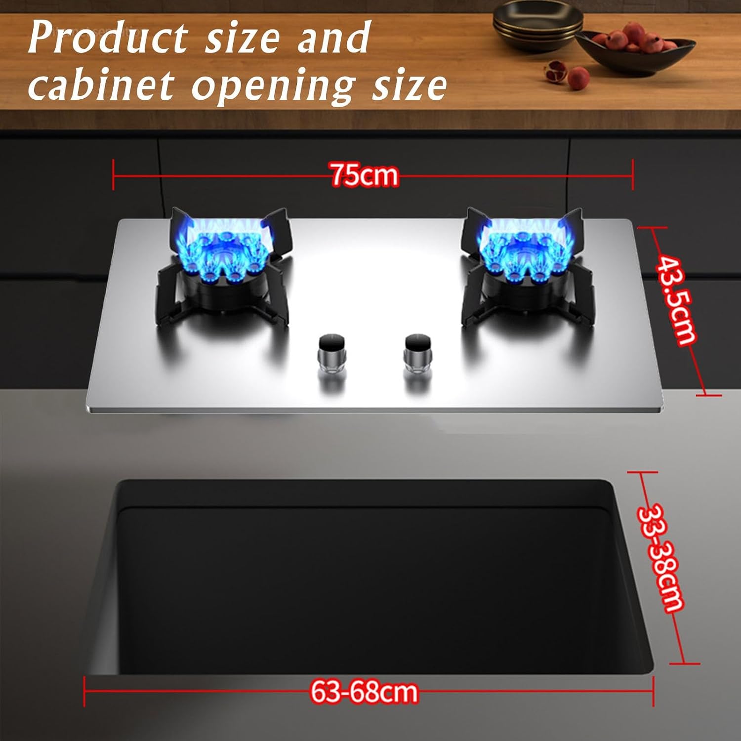 Propane Stove,2 Burners Portable Propane Stove,Stainless Steel Gas Cooktop,Maximum 17742.4BTU for Family Restaurants and Food Trucks (Color : NG, Size : Style 2)