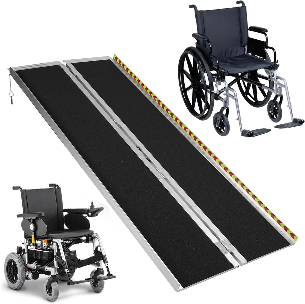 Door Threshold Wheelchair Ramp Folding Aluminum Threshold Ramp Wheel Chair Ramp for Home Steps Stairs Entry Threshold Doorways (6ft)