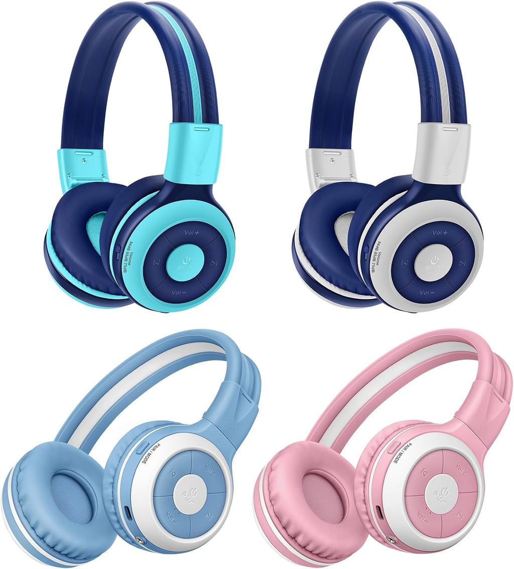 SIMOLIO Kids Wireless Bluetooth Headphones with Mic, Auracast & Volume Limiter, Share Audio, Foldable, Compact Case, Perfect for Travel, School, and Online Learning