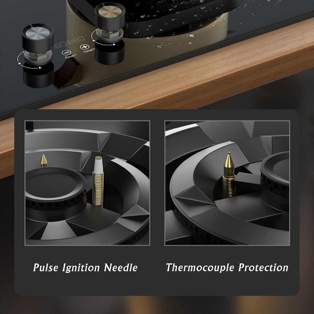 Propane Stove,2 Burners Portable Propane Stove,tempered Glass Gas Cooktop,Maximum 17742.4BTU Suitable for Home Kitchens and Dining Rooms (Color : LPG)