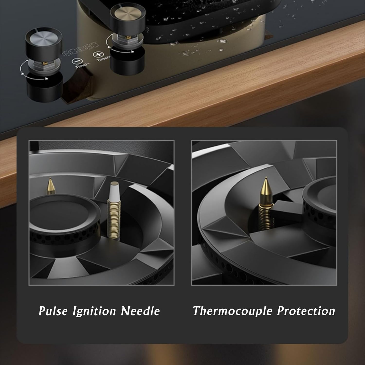 Propane Stove,2 Burners Portable Propane Stove,tempered Glass Gas Cooktop,Maximum 17742.4BTU Suitable for Home Kitchens and Dining Rooms (Color : NG)