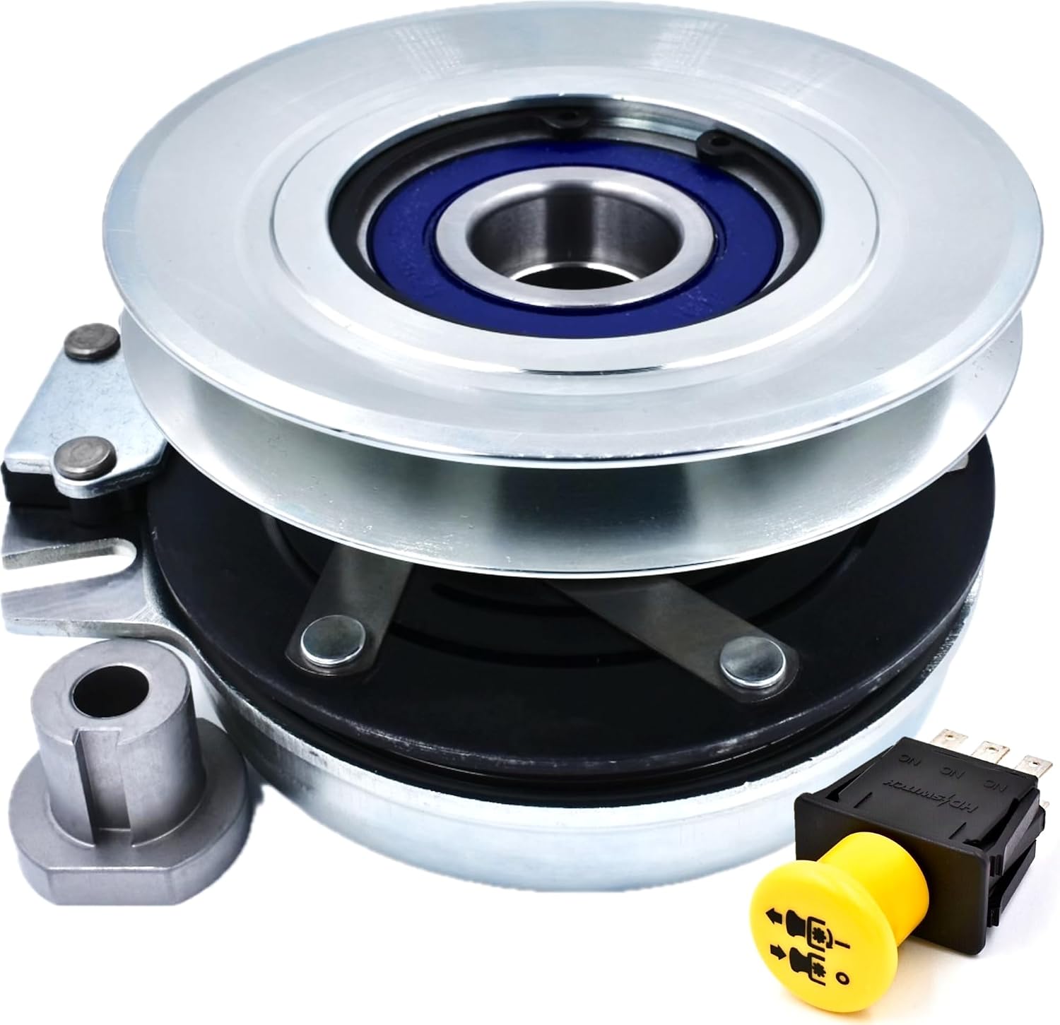 BIGBearing HiTorque 130ftlb (OEM 105) Solid Steel Billet Pulley Clutch 917-04174A & PTO Switch 925-04258A 925-04175A 925-3233A for Cub Cadet Troy-Bilt MTD Craftsman White 5219-51 5219-64 5219-79
