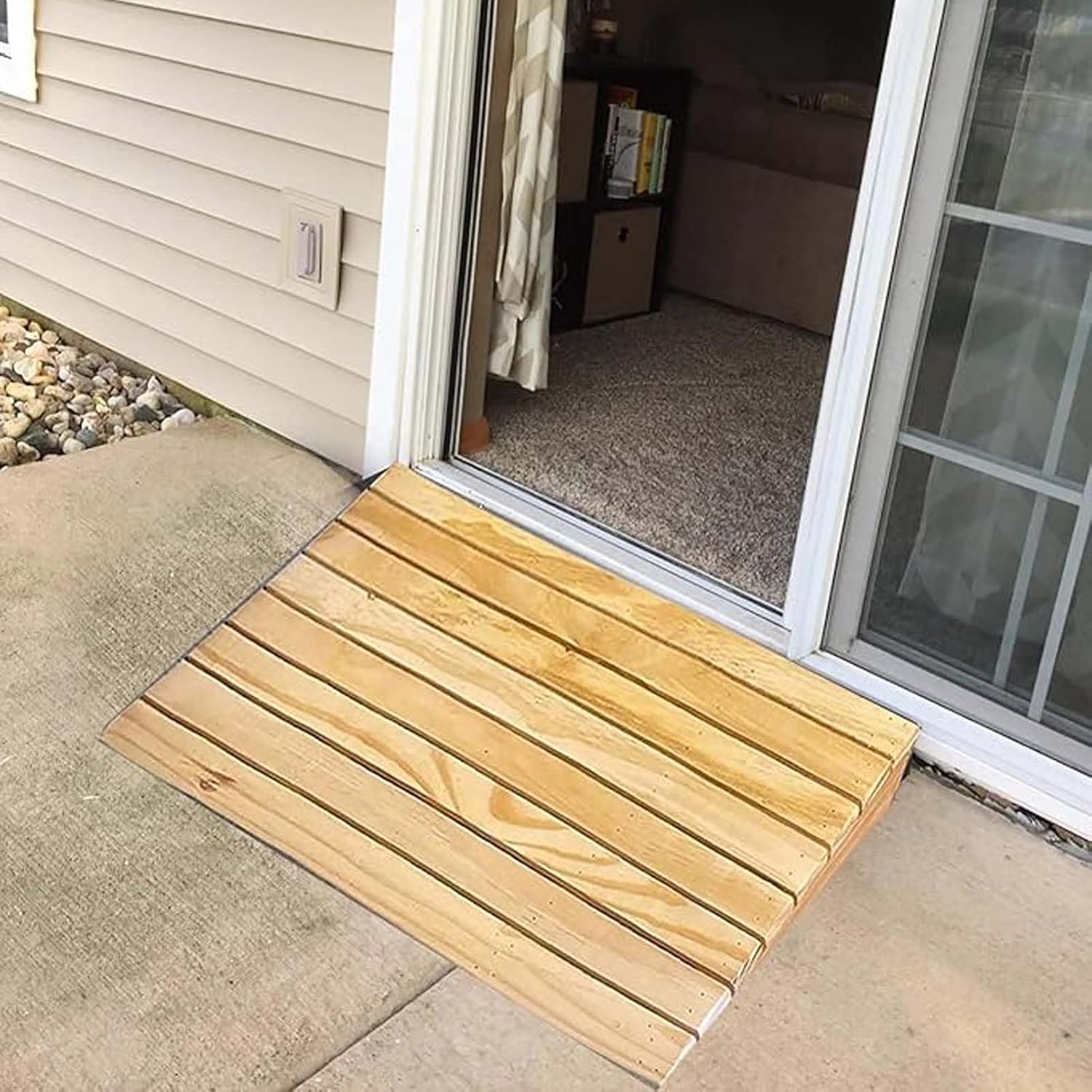 Rise Doorway Ramp 31.5x12x3in, Outdoor Curb Ramp, Portable Wooden Doorway Ramp, Portable Mobile Threshold Rise Ramps, Easily Carried, for Home/Garden Step/Sheds Doors