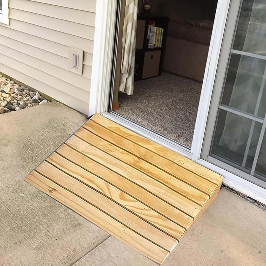 Rise Doorway Ramp 31.5x13x4in, Outdoor Curb Ramp, Portable Wooden Doorway Ramp, Portable Mobile Threshold Rise Ramps, Easily Carried, for Home/Garden Step/Sheds Doors