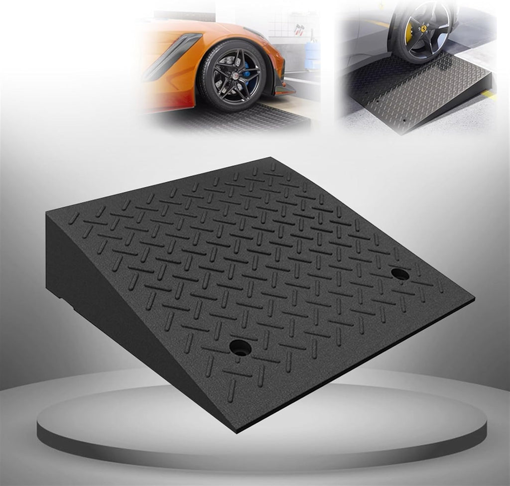 Rubber Curb Ramp Sidewalk Ramp Threshold Ramp Driveway Ramp for Curb Black Heavy Duty Curb Ramp for Trucks Cars Wheelchairs Bikes(19.7x19.7x5.5in)