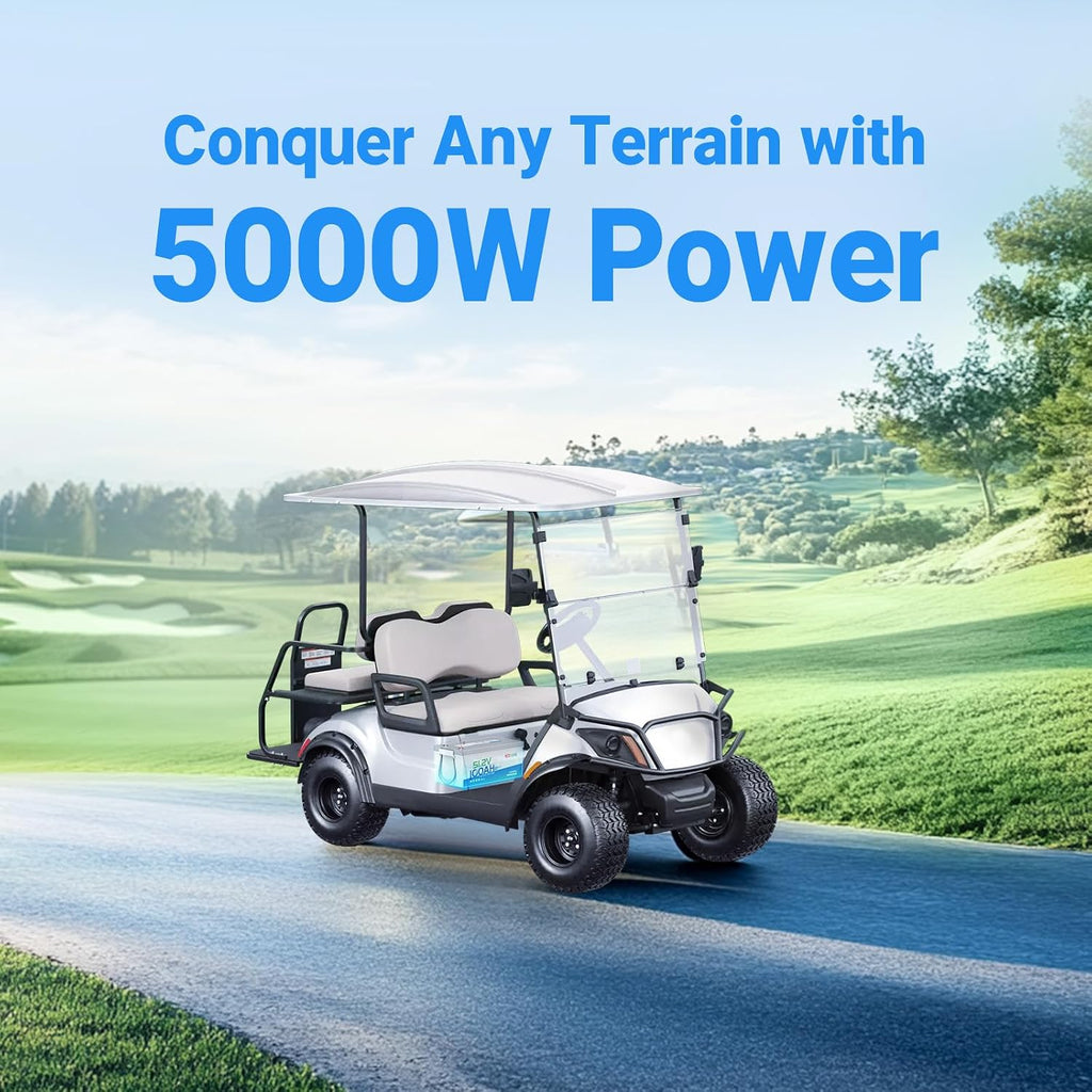 Redodo 48V 100Ah Lithium Golf Cart Battery, Smart 200A BMS, Bluetooth & Low-Temp Protection, 4000+ Deep Cycles LiFePO4 Battery, Max 20.48kW Power Output, Perfect for Golf Carts