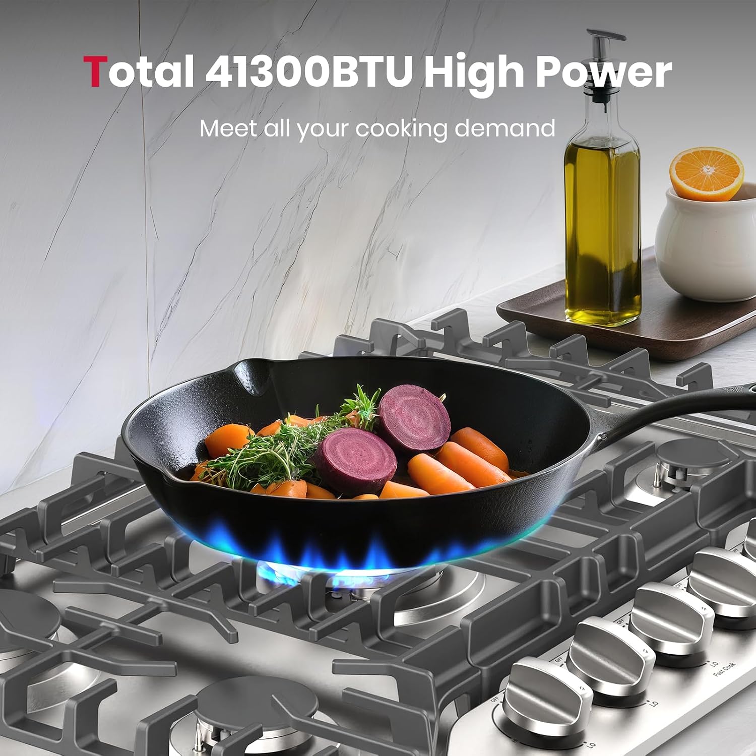 GASLAND Gas Cooktop 30 Inch, 5 Burners Propane Stovetop, Built-in NG/LPG Convertible Cooktops, Gas Countertop 120V Plug-in with Thermocouple Protection, 304 Stainless Steel Panel, CSA Certified