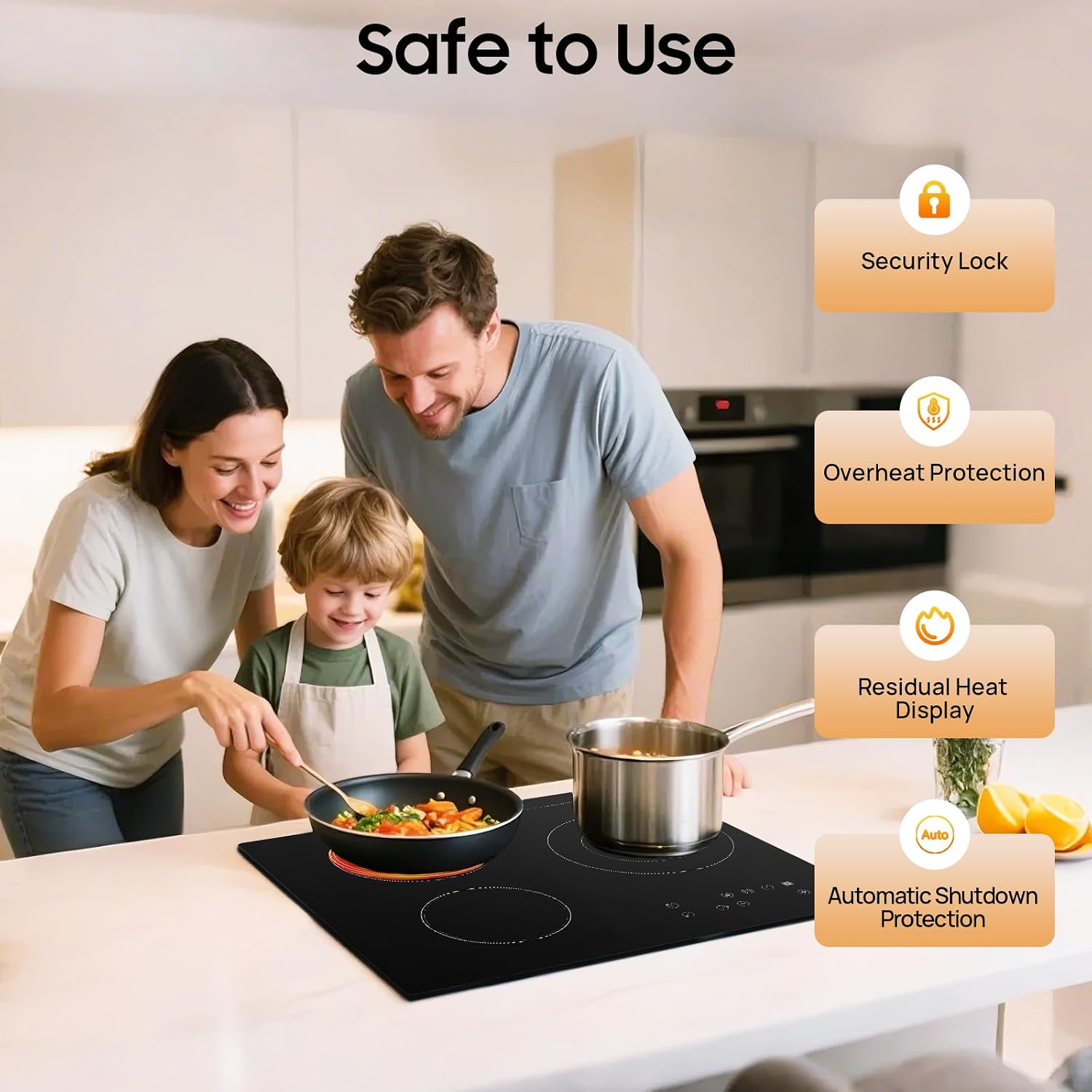 Electric Ceramic Stove,Induction Cooktop 3 Burners Radiant Electric Stove Top With Timer, Child Safety Lock Easy To Clean, Suitable Ideal For Home Kitchen, Apartment, Rv, Office