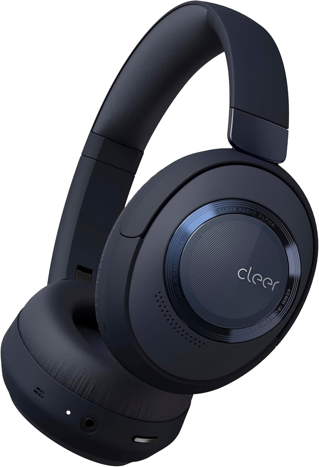 Cleer Alpha Noise Cancelling Bluetooth Headphones, 40mm Ironless Driver, Deep Bass Customize EQs, 35Hr Play, Dual-Mic, Clear Calls, Comfort Fit, Bluetooth 5.1, Hi-Res Wireless Headphone, Midnight Blue