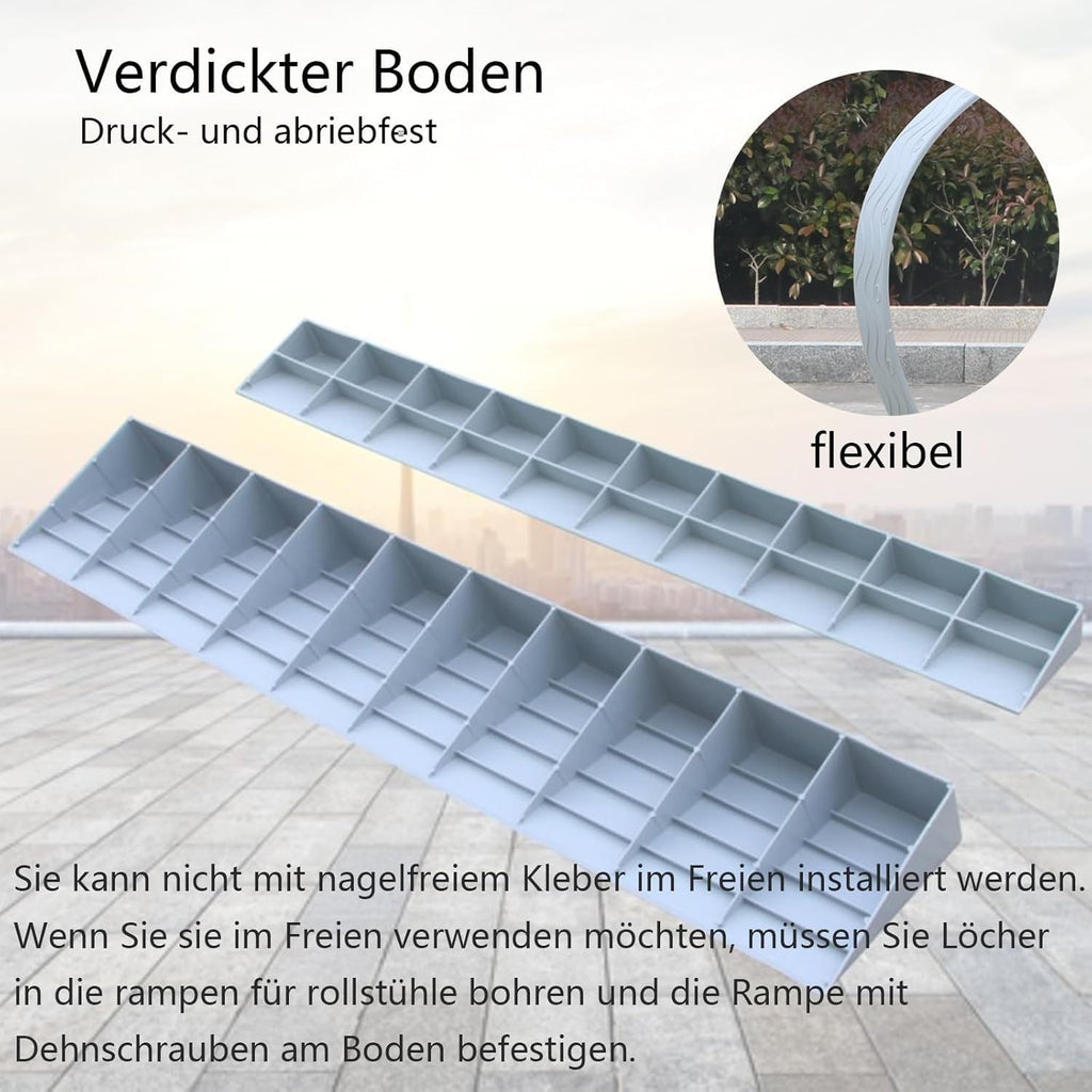 Portable Wheelchair Threshold Ramp, 5cm Cream Rubber Door Ramp for Easy Access – Ideal Mobility Solution for Wheelchairs & Devices (Grey, 1.5cm)