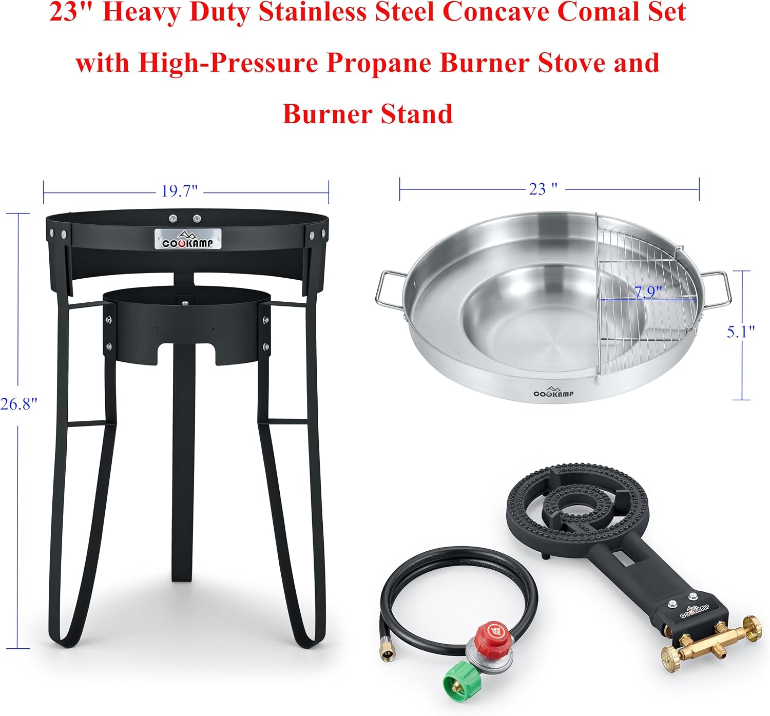 COOKAMP Propane Burner for Outdoor Cooking (Concave Comal Set)