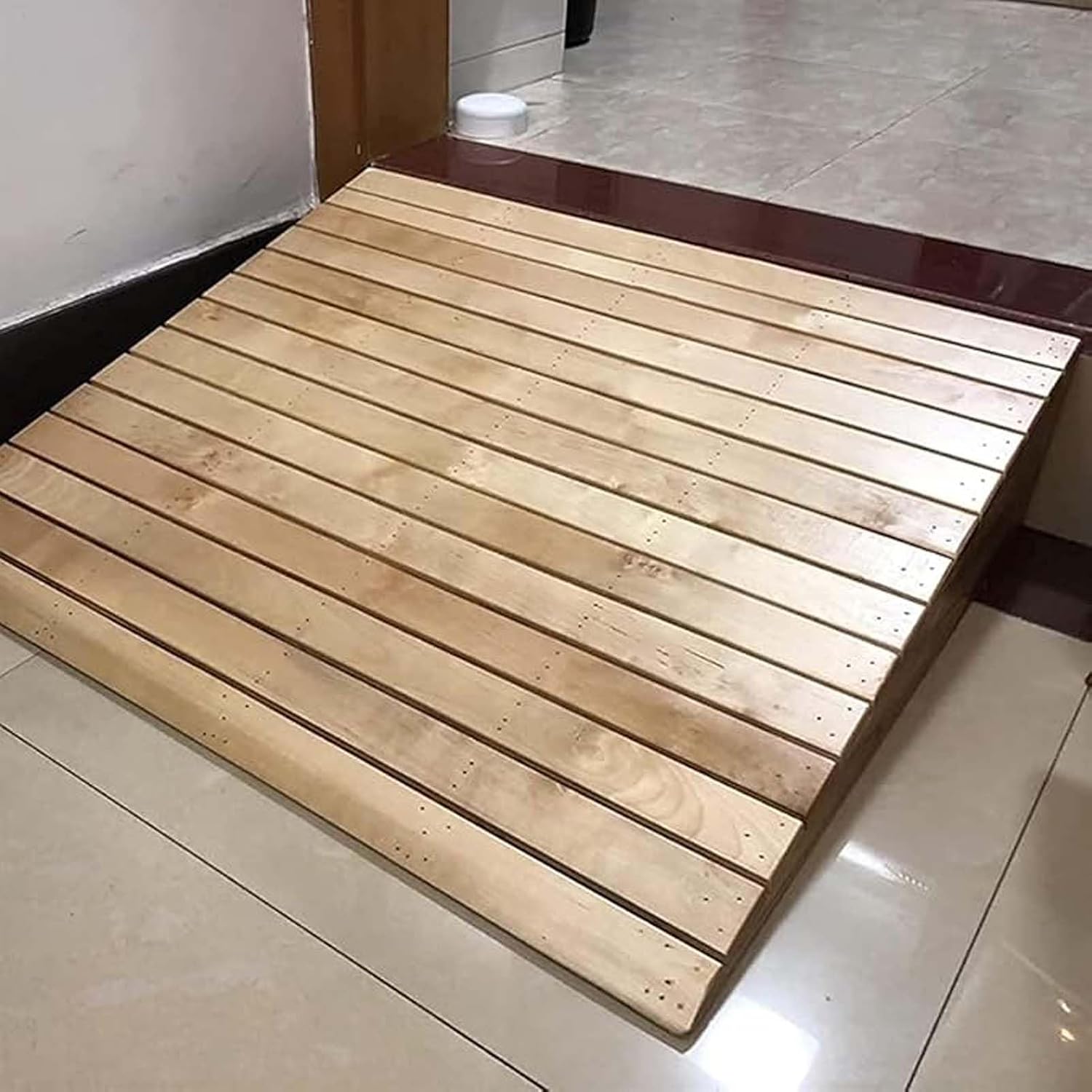 Wooden Threshold Ramps 23.6x16x6in, Home Entry Ramps, Assisted Uphill Ramp, Non-Slip Wheelchair Threshold Ramp, for Pets/Kids/Elderly/Disabled,Wheelchairs Walkers Car Motorcycle