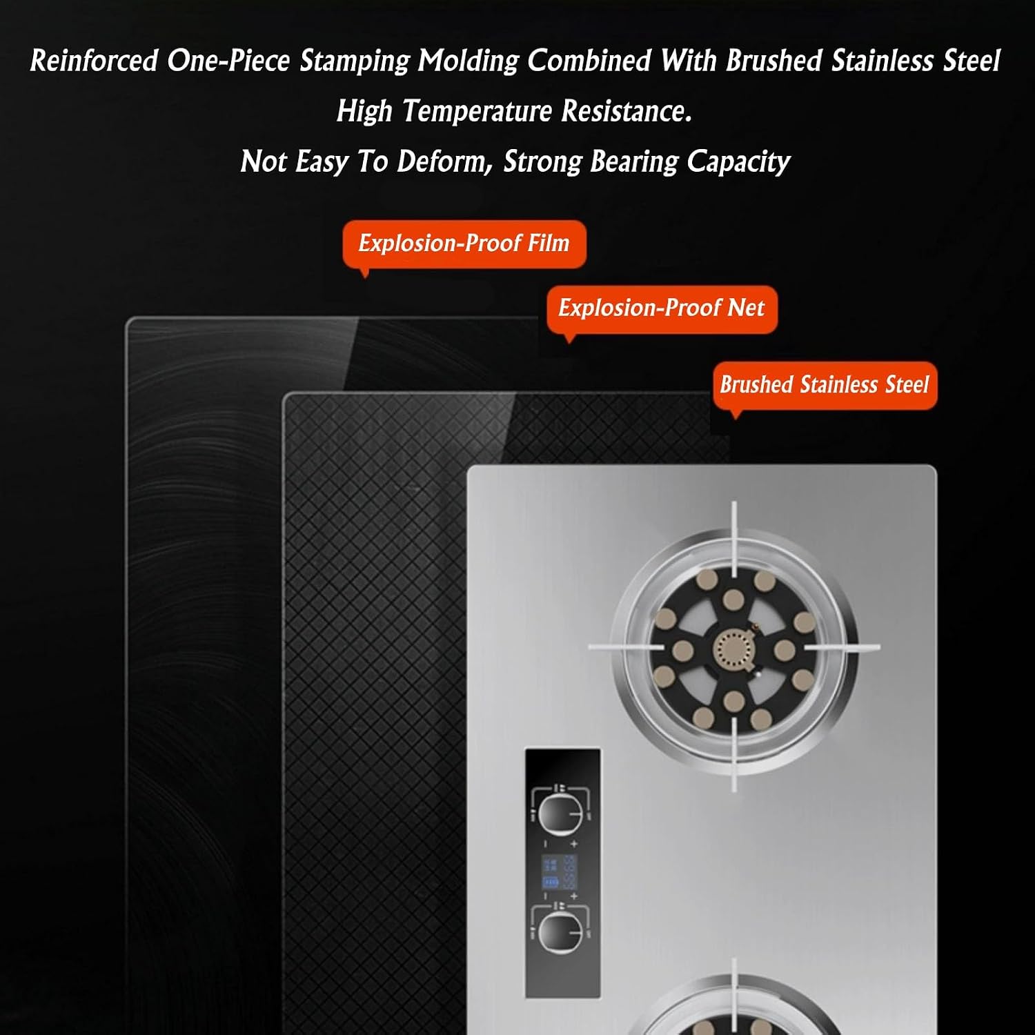 Portable Gas Stove with 2 Burners, 5.2KW-13 Cavity Wok Burner, Silver Tempered Glass Cooking Top, with Flame Failure Protection Device (Size : NG)